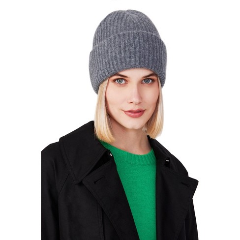 Style Republic 100% Pure Cashmere Chunky Knit Women's Beanie - Grey Melange