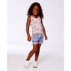 Deux par Deux Girl Printed Organic Cotton Tank Top with Fringe Palm Trees, Pink Flamingo, and Turquoise - 8 Years - 2 of 4