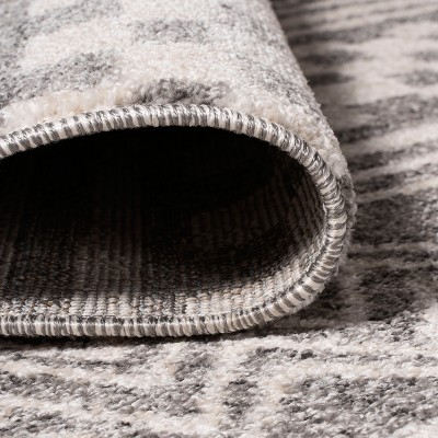 Gray and Ivory Geometric Stripe Rectangular Area Rug