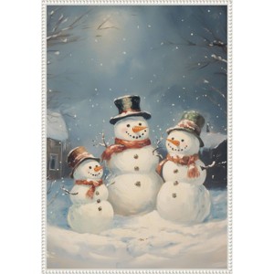 Amanti Art 23"x33" Snowman Family by Melloi Framed Canvas Wall Art - 1 of 4