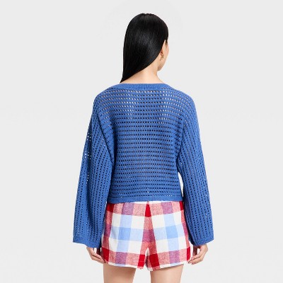 Women’s Oversized Stitch Crewneck Pullover Sweater – A New Day
