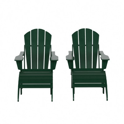 WestinTrends Malibu HDPE Outdoor Patio Folding Poly Adirondack Chairs with Ottomans (4-Piece Conversation Set)