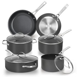 Itopfox 10-Piece Nonstick Cookware Set with Stainless Steel Handles, Hard Anodized Pots and Pans for Induction, Oven & Dishwasher Safe - 1 of 4