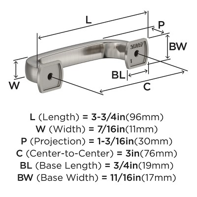 Satin Nickel 3" Modern Cabinet Drawer Pull
