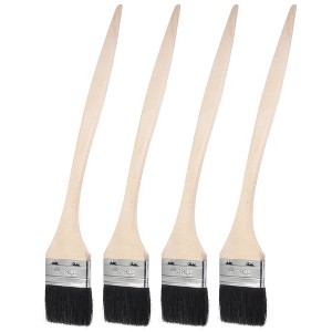 Unique Bargains Bristle Wall Treatment Tool Paint Brush with Long Wood Handle 4 Pcs - 1 of 4