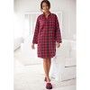 Dreams & Co. Plaid Flannel Button-Front Sleepshirt - 3 of 4