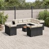 vidaXL Patio Sofa Set with Cushions Outdoor Furniture 12 Piece Poly Rattan - Black and Cream - 2 of 4