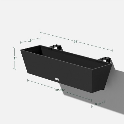 Black 36" Recycled Plastic Railing Planter Box