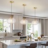 POWLIG 11 inch Modern Adjustable Gold Pendant Light with Striped Glass Shade - Kitchen Island Lighting for Dining Room, Bedroom & Entryway - 3 of 4