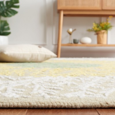 Soho 6' x 6' Beige Yellow Hand Tufted Floral Wool Rug