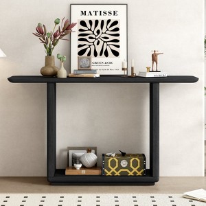 HDZNVF Elegant Minimalist Console Table with Curved Corners, Black - 1 of 4