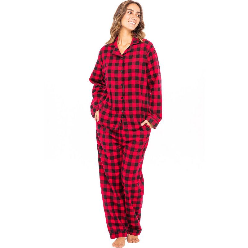 Women's Warm Cotton Flannel Pajamas Set, Soft Long Sleeve Shirt and Pajama Pants with Pockets, 2 of 7
