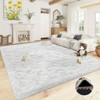 White Shaggy Area Rug with 4 Reusable Stickers, Super Soft Fluffy Non-Slip Carpet for Living Room - 4 of 4