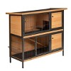 2 Level Outdoor Rabbit Hutch with Run and Ramp,Wooden Bunny Cage with Openable Roof Removable Tray - LAOTIES - 4 of 4