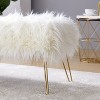 Ornavo Home 45" Inch Long Faux Fur Bench Ottoman - White - 3 of 4