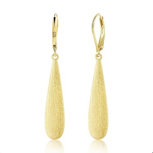 925 Sterling Silver Long Teardrop Dangle Earrings for Women Hypoallergenic Drop Leverback Earrings Trendy Silver Long - 1 of 4