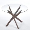 Homy Casa Round Glass Dining Table with Crossed Metal Base, Clear & Walnut - 4 of 4
