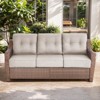 Belord 6" Thick Cushion Outdoor Sofa Patio Couch, Patio Furniture 74.8" Wide Sofa with Brown Round Wicker Comfort High Back Patio Couch for Porch - 3 of 4
