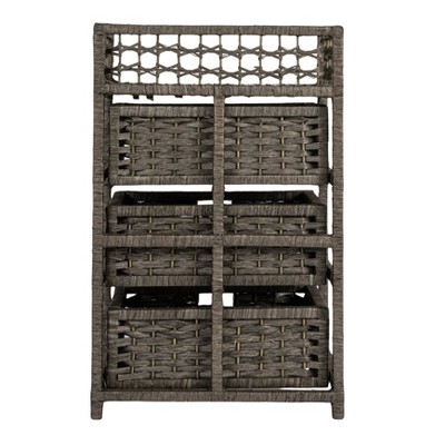 Espresso Brown Handwoven Paper Rope 3-Drawer Storage Chest