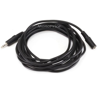  Monoprice Stereo Extension Cable - 12 Feet - Black | 3.5mm Plug/Jack Male/Female 