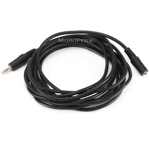 Monoprice Stereo Extension Cable - 12 Feet - Black | 3.5mm Plug/Jack Male/Female - 1 of 4