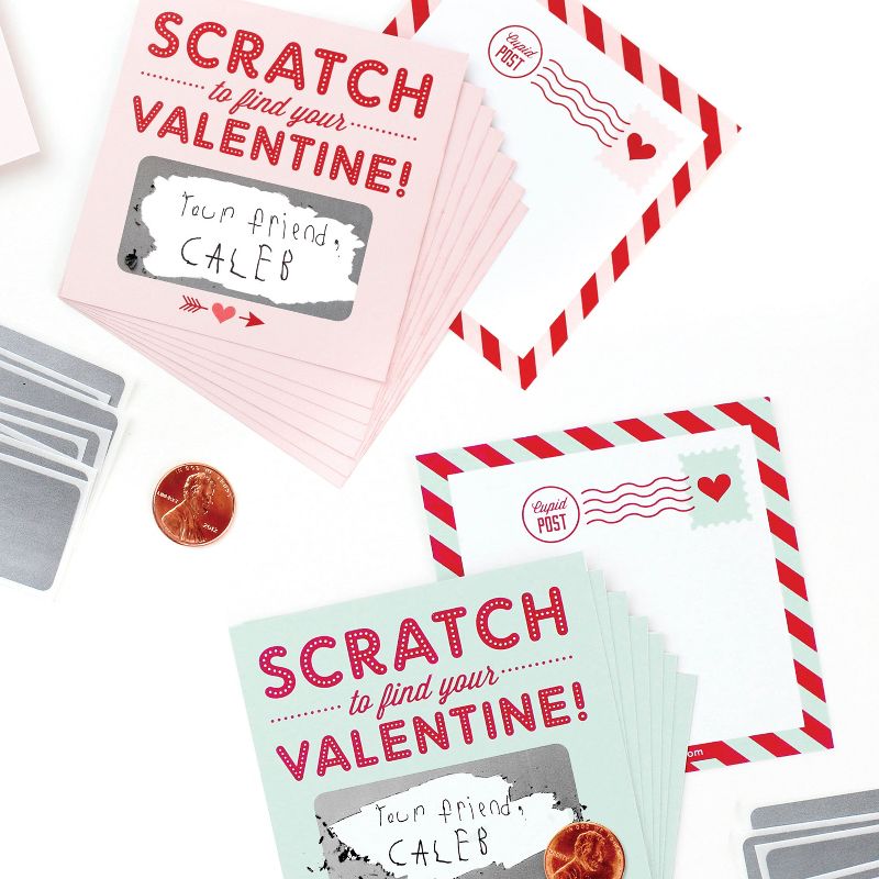 18ct Scratch-off Valentines Cards Mint Green, 3 of 7