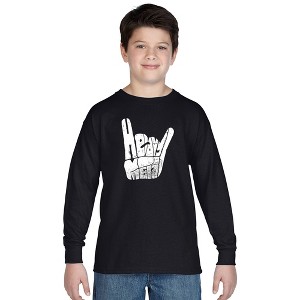 LA Pop Art Boy's Word Art Long Sleeve - Heavy Metal - 1 of 4
