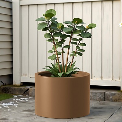 Kumasinova 12"/20"H Heavy Duty Corten Steel Round Raised Garden Bed,Metal Planter Box with Drainage Hole for Flowers,Herbs,Garden,Balcony Decor
