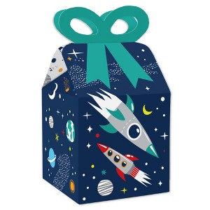 Big Dot of Happiness Blast Off to Outer Space - Square Favor Gift Boxes - Rocket Ship Baby Shower or Birthday Party Bow Boxes - Set of 12 - 1 of 4