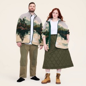Adult Printed Landscape Zip-Up Fleece Jacket - Woolrich x Target Tan - 1 of 4