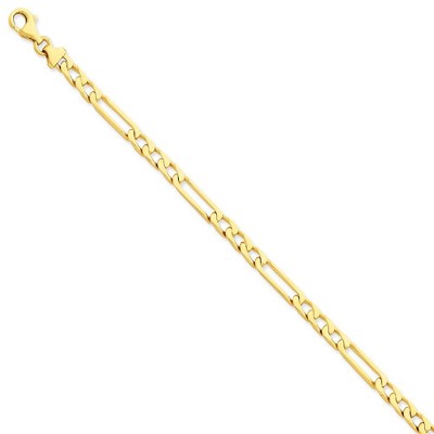Black Bow Jewelry 5mm 14k Yellow Gold Solid Elongated Figaro Chain Bracelet