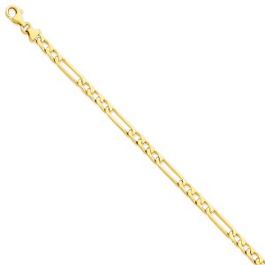 Black Bow Jewelry 5mm 14k Yellow Gold Solid Elongated Figaro Chain Bracelet - 1 of 3