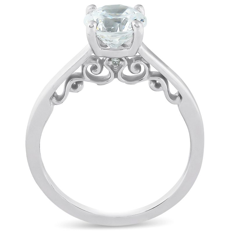 Pompeii3 1 1/2 Ct Diamond & CZ Engagement Ring 14k White Gold - Size 7, 2 of 6