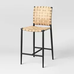Wellfleet Woven Faux Leather Metal Base Counter Height Barstool - Project 62™