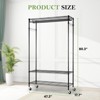 FURNIinspire Hall Trees Simple Entryway Coat Rack With Wheels, Adjustable Mobile Hanger, Iron Storage Hanger, Black, 17.7"*47.2"*80.3" - 3 of 4