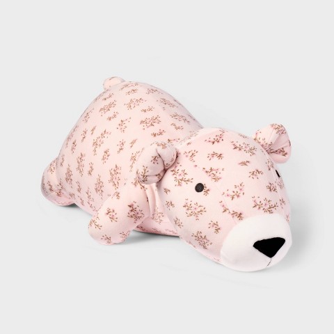 Детские мягкие игрушки The Hollister Collection at Target Pink Floral Bear Weighted Plush Throw Pillow