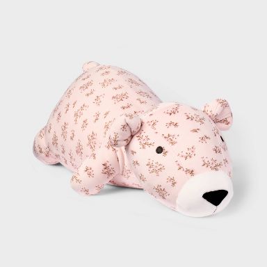 Pink Floral Bear Weighted Plush Throw Pillow - The Hollister Collection at Target