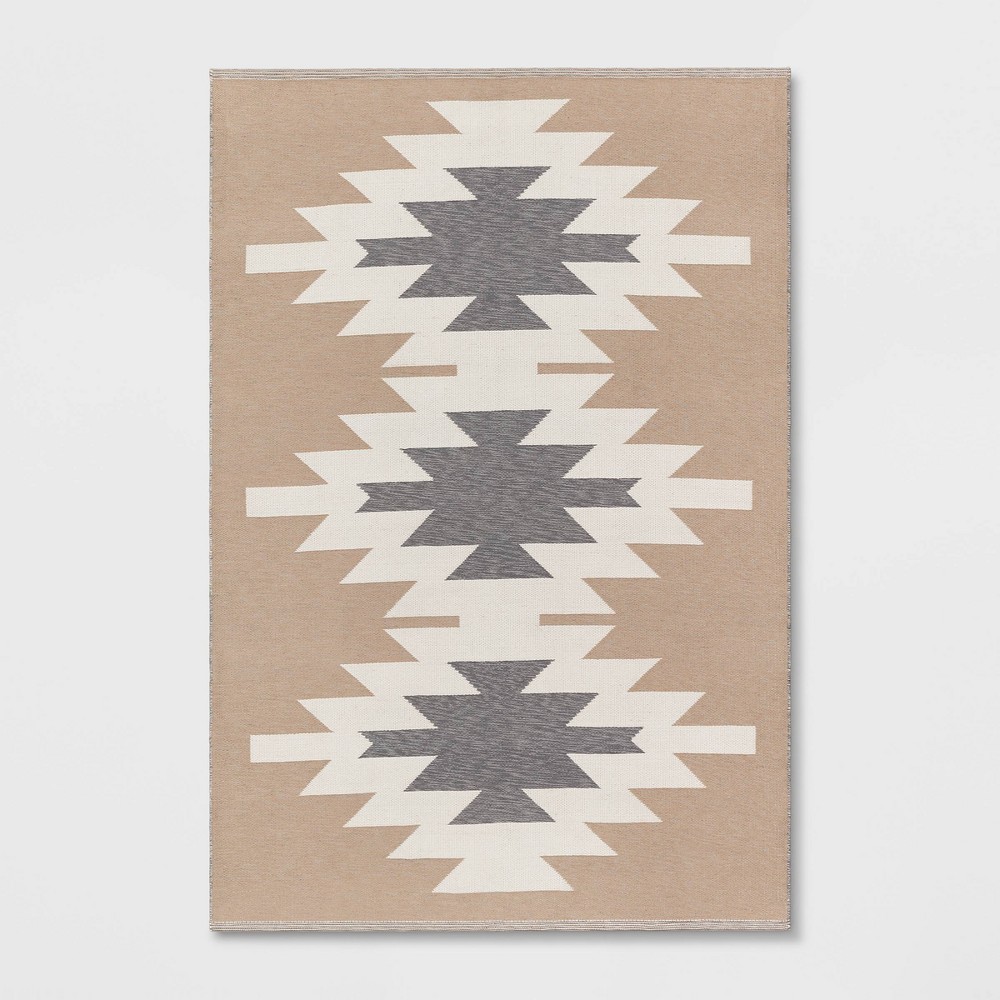 4'x6' Bailey Ville Washable Southwest Diamond Rug Taupe - Threshold™