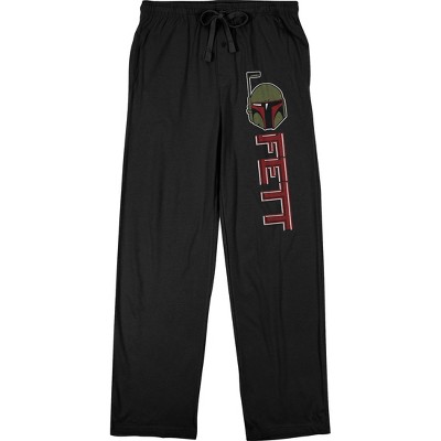 Star Wars Bounty Hunter Boba Fett Helmet Men's Black Sleep Pajama Pants