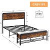 Jojoka Platform Bed Frame with Storage Bench & Drawers, Rustic Wood Headboard, Underbed Storage, Heavy Duty Metal Slats, No Box Spring Needed - 2 of 4