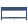 59" Farmhouse Console Table with 3 Drawers,Bottom Shelf & Iron Handles for Entryway,Living Room,Hallway-Baofuwish - 3 of 4