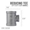 Pipe Decor 3/4 in. x 3/4 in. x 3/8 in. Black Reducing Tee - 3 of 4