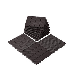 VEVOR Interlocking Deck Tiles, 10 Pack,12"x12" 10 sq. ft Plastic Waterproof Outdoor Flooring All Weather Use, Patio Floor Decking Covering Tiles - 1 of 4