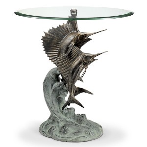 SPI Home Marlin and Sailfish End Table – 24" Tall Metal Ocean-Themed Side Table, Nautical Outdoor or Indoor Accent - 1 of 3