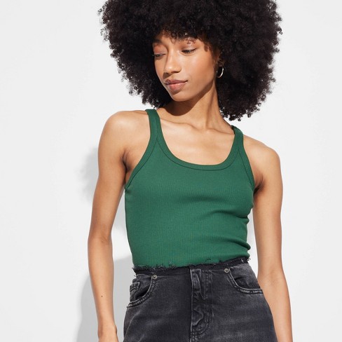 Dark green tank top womens best sale