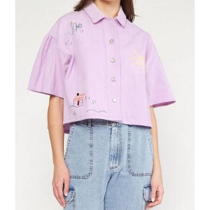 Women's Lilac Embroidered Top - entro - 1 of 3