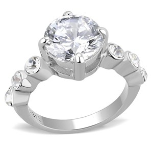 Slickblue High Polished CZ Ring, Stainless Steel, Women’s Engagement Jewelry, Round, Clear, Sizes 5-10 - 1 of 4