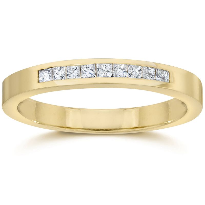 Pompeii3 1/4ct Princess Cut Diamond Wedding Yellow Gold Ring, 1 of 3