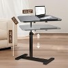 Height-Adjustable Side Table with Hidden Wheels, Mobile Standing Desk with Tilting Split Top for Office, Sofa & Care Bed - 3 of 4