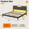 King Size Bed Frames with Upholstered Headboard Bed with Charging Station and Led Lights Bed Frame with Sturdy Wooden Slats/2-Tier Storage Grey - 4 of 4